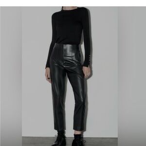 ZARA Faux Leather High Waisted Straight Pants. Size S